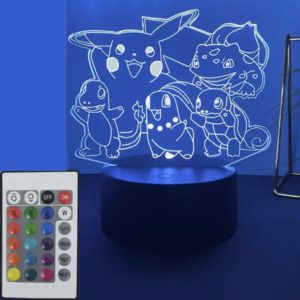 Διακοσμητικό Φωτιστικό Pokemon Group με RGB Φωτισμό-3D Illusion Pokemon Group Creative Visualization Lamp USB 057