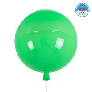 GloboStar® BALLOON 00653 Μοντέρνο Παιδικό Φωτιστικό Οροφής Μονόφωτο Πράσινο Πλαστικό Μπάλα Φ30 x Υ33cm