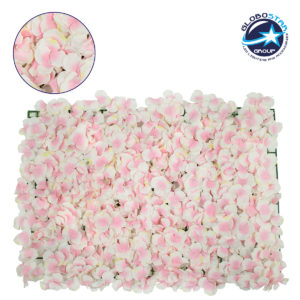 GloboStar® 78322 Συνθετικό Πάνελ Λουλουδιών - Κάθετος Κήπος Άγρια Ορτανσία Ροζ/Λευκό Μ60 x Υ40 x Π5cm