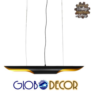GloboStar® NEBULA 01473 Μοντέρνο Κρεμαστό Φωτιστικό Οροφής 100cm Δίφωτο 2 x E27 Μαύρο - Χρυσό Μεταλλικό Μ100 x Π10 x Y10cm