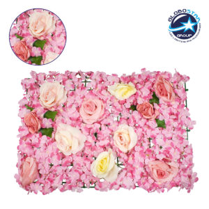 GloboStar® 78307 Συνθετικό Πάνελ Λουλουδιών - Κάθετος Κήπος Τριαντάφυλλο - Ορτανσία Μ60 x Υ40 x Π7cm