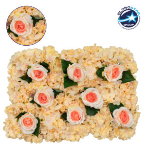 GloboStar® 78312 Συνθετικό Πάνελ Λουλουδιών - Κάθετος Κήπος Τριαντάφυλλο - Ορτανσία Μ60 x Υ40 x Π7cm
