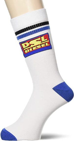 DIESEL Diesel ανδρική κάλτσα ψηλή με σχέδιο στο πλάι 00S6U0-0TEAF-100 - ΛΕΥΚΟ