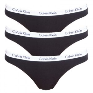 CALVIN KLEIN Calvin Klein γυναικεία 3pack thong μαύρα QD3587E-001 - ΜΑΥΡΟ