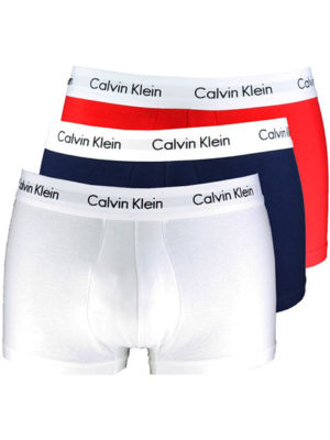 CALVIN KLEIN Calvin Klein ανδρικά βαμβακερά boxer 3pack (λευκό-κόκκινο-μπλε),κανονική γραμμή,95%cotton 5%elastane U2664G-I03 - ΠΟΛΥΧΡΩΜΟ