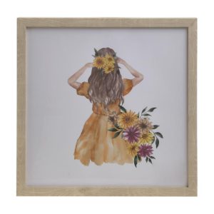 Inart Γυναικεία Φιγούρα Πίνακας Ξύλινος 30x30cm