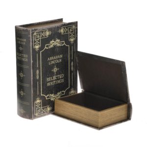 Inart Σετ Διακοσμητικά Κουτιά από Δερματίνη Abraham Lincoln Καφέ/Χρυσό σε Σχήμα Βιβλίου 2τμχ