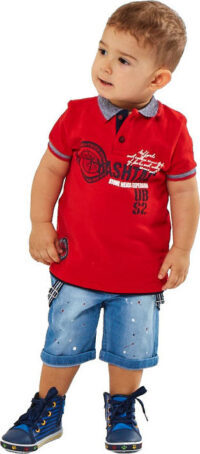 Hashtag Σετ βερμούδα τζιν με μπλούζα 3τμχ για Νεογέννητο Αγόρι 2603
