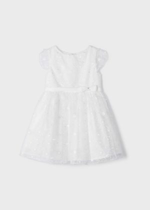 Φόρεμα με κεντημένο σχέδιο κορίτσι 23-03911-014 Λευκό