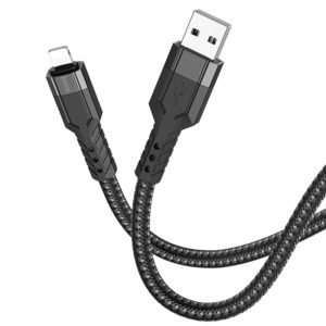 Καλώδιο Σύνδεσης Hoco U110 USB σε Lightning Braided 2.4A Μαύρο 1.2m Υψηλής Αντοχής