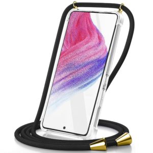 Θήκη Ancus Crossbody για Apple iPhone 15 Plus Διάφανη με Κορδόνι Μαύρο