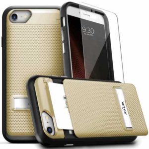 ZIZO Phase Series by CLICK CASE - Shockproof Cover with 9H Glass, Hidden Wallet Back and Kickstand iPhone 7/8/SE 2020/2022 - Gold/Black PHS-IPH7-GDBK