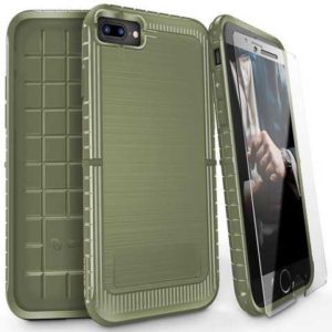 ZIZO Dynite Case (Camo Green) by CLICK CASE for iPhone 8 Plus / 7 Plus - Featuring Anti-Slip Grip and Full Clear 9h Tempered Glass Screen Protector 1DYN-IPH7PLUS-CG