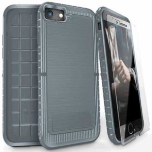 ZIZO Dynite by CLICK CASE for iPhone 8 / 7 Cover Clear Tempered Glass Featuring Anti-Slip Grip- Gray. DYN-IPH7-GR