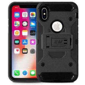 Zizo Tough Armor Style 2 Case with Holster in ZV Blister Packaging for IPHONE X - Black/Black TGAM-IPHX-BKBK