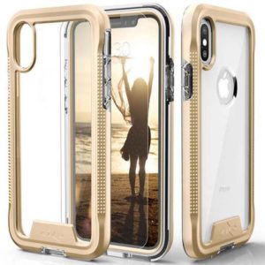 Zizo ION Case for iPhone X - Military Grade Drop Tested (Gold/Clear) + 9H Tempered Glass Screen Protector IONC-IPHX-GDCL