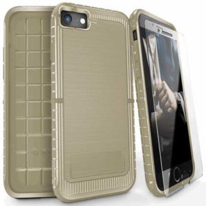 ZIZO Dynite by CLICK CASE for iPhone 8 / 7 Military Grade Drop Tested Cover with Clear Tempered Glass Screen Protector Featuring Anti-Slip Grip- BEIGE. DYN-IPH7-BE