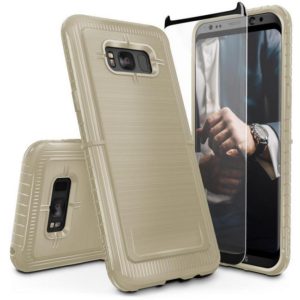 ZIZO Dynite Case by CLICK CASE for Sam. Galaxy S8 , Featuring Anti-Slip Grip,Full 9H Clear Tempered Glass.Beige. 1DYN-SAMGS8-BE