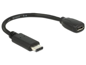 Delock Καλώδιο-αντάπτορας USB Type-C™ 2.0 αρσενικό > USB 2.0 τύπου Micro-B θηλυκό 15 εκ μαύρο 65578