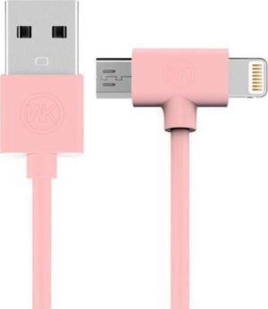 WK AXE WDC-008 Charging Cable 2 in 1 LIGHTING/MICRO USB 1M PINK