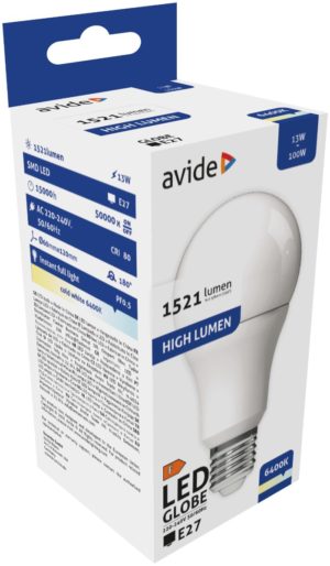 Avide LED Κοινή A60 13W E27 Ψυχρό 6400K