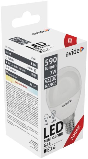 Avide LED Σφαιρική 7W E14 Θερμό 3000K Value