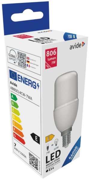 Avide LED Bright Stick Bulb T37 7W E14 Ψυχρό 6400K