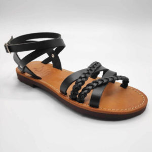 Si Mou Si Leather Crossover Sandal
