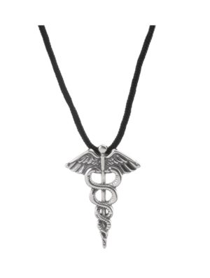 Κολιέ unisex από ασήμι με το σύμβολο Υγείας Σύμβολο Κηρύκειο Ασκληπιού Ραβδί