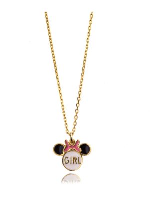 Παιδικό μοντέρνο κολιέ για κορίτσι από επιχρυσωμένο ασήμι 925 Minnie girl με σμάλτο