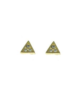 Σκουλαρίκια γυναικεία τρίγωνα από επιχρυσωμένο ασήμι με πέτρες ζιργκόν