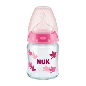 Μπιμπερό γυάλινο NUK First Choice Plus 120ml με θηλή Silic Pink Birds