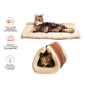 Αυτοθερμαινόμενο Κρεβατάκι Τούνελ + Χαλάκι Γάτας 2 σε 1 Kitty Shack