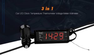 3 σε 1 Ψηφιακό Ρολόι, Βολτόμετρο, Θερμόμετρο Αυτοκινήτου με Οθόνη LCD OEM