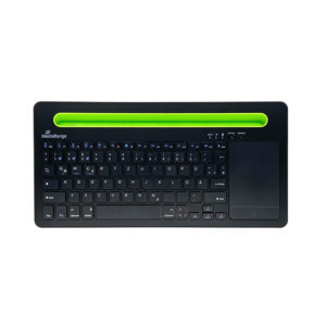 MediaRange Rechargeable Wireless Multi Device Bluetooth Keyboard with 78 keys, touchpad + Tablet slot (Black) (MROS131-GR)