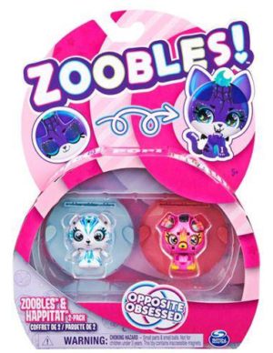 Spin Master Zoobles! : Zoobles & Happitat Opposite Obsessed Icy Polar Bear & Firey Puppy (2 - Pack) (20133140)