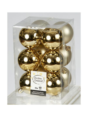 TnS Χριστουγεννιάτικες Μπάλες Πλαστικές Χρυσές 6 cm (σετ 12 τεμάχια) (04.ΤΒ-6012/G)