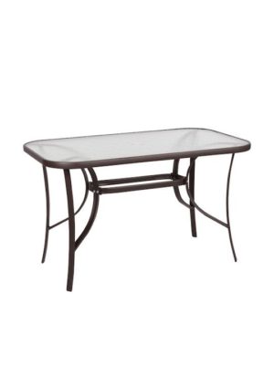 Τραπέζι Εξωτερικού Χώρου Μεταλλικό με Γυάλινη Επιφάνεια Καφέ 120x70x72 cm (ΤΑΒ-12070ΒR)