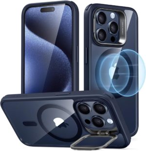 ESR Classic Kickstand Hybrid HaloLock - Διάφανη Ανθεκτική MagSafe Θήκη Apple iPhone 15 Pro - Clear / Dark Blue (4894240176559) 117501