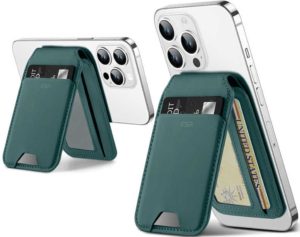 ESR HaloLock Wallet Stand - MagSafe Θήκη - Πορτοφόλι για Κάρτες / Αναδιπλούμενη Βάση από Vegan Δέρμα - Green Suede (4894240168523) 115210