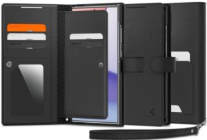 Θήκη Πορτοφόλι με Αποσπώμενο Λουράκι Χειρός - Samsung Galaxy S24 Ultra - Spigen Wallet S Plus - Black (ACS07308) ACS07308