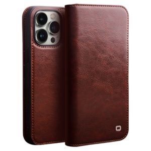 Θήκη iphone 14 Pro genuine Leather QIALINO Classic Wallet Case-Brown MPS15606