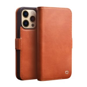 Θήκη iphone 14 Plus 6.7 QIALINO Leather Magnetic Clasp Flip Case-Light Brown MPS15628