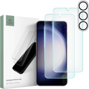 Tech-Protect Supreme Set - Σετ Tempered Glass 2 x Αντιχαρακτικά Προστατευτικά Οθόνης και 1 x Κάμερας - Samsung Galaxy S23 - Clear (9490713929339) 112957