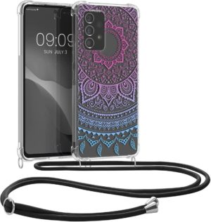 KWmobile Διάφανη Θήκη Σιλικόνης με Λουράκι Λαιμού - Samsung Galaxy A53 5G - Transparent / Indian Sun / Blue / Dark Pink (58234.04) 58234.04