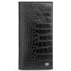 Θήκη Universal up to 6.5 genuine QIALINO Crocodile Leather Wallet Case-Black MPS11839