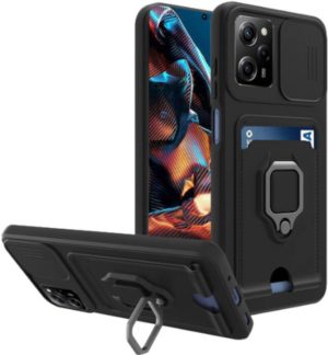 Bodycell Multifunction - Ανθεκτική Θήκη Xiaomi Redmi Note 12 Pro 5G / Poco X5 Pro με Λουράκι Λαιμού / Κάλυμμα Κάμερας / Ring Holder / Υποδοχή Κάρτας - Black (5206015015878) BM-00151