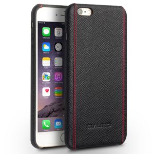 Θήκη iPhone 6Plus/ 6sPlus leather case QIALINO Taiga leather pattern -black red MPS10916