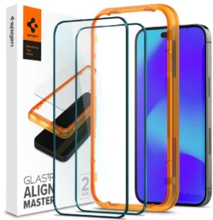 Spigen GLAS.tR ALIGNmaster - Αντιχαρακτικό Fullface Γυάλινο Tempered Glass Apple iPhone 14 Pro - 2 Τεμάχια - Black (AGL05216) AGL05216