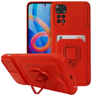 Bodycell Multifunction - Ανθεκτική Θήκη Xiaomi Redmi Note 11 Pro / Redmi Note 12 Pro 4G με Λουράκι Λαιμού / Κάλυμμα Κάμερας / Ring Holder / Υποδοχή Κάρτας - Red (5206015072499) BM-00186